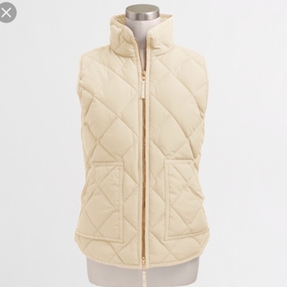 J CREW Solid Quilted Puffer Vest XS Vanilla - Picture 2 of 7